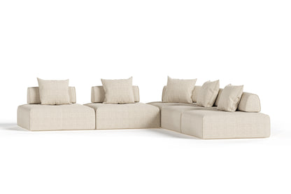 Divani Casa Mondo - Modern Modular Beige Fabric Sectional Sofa-5-Piece Sectional