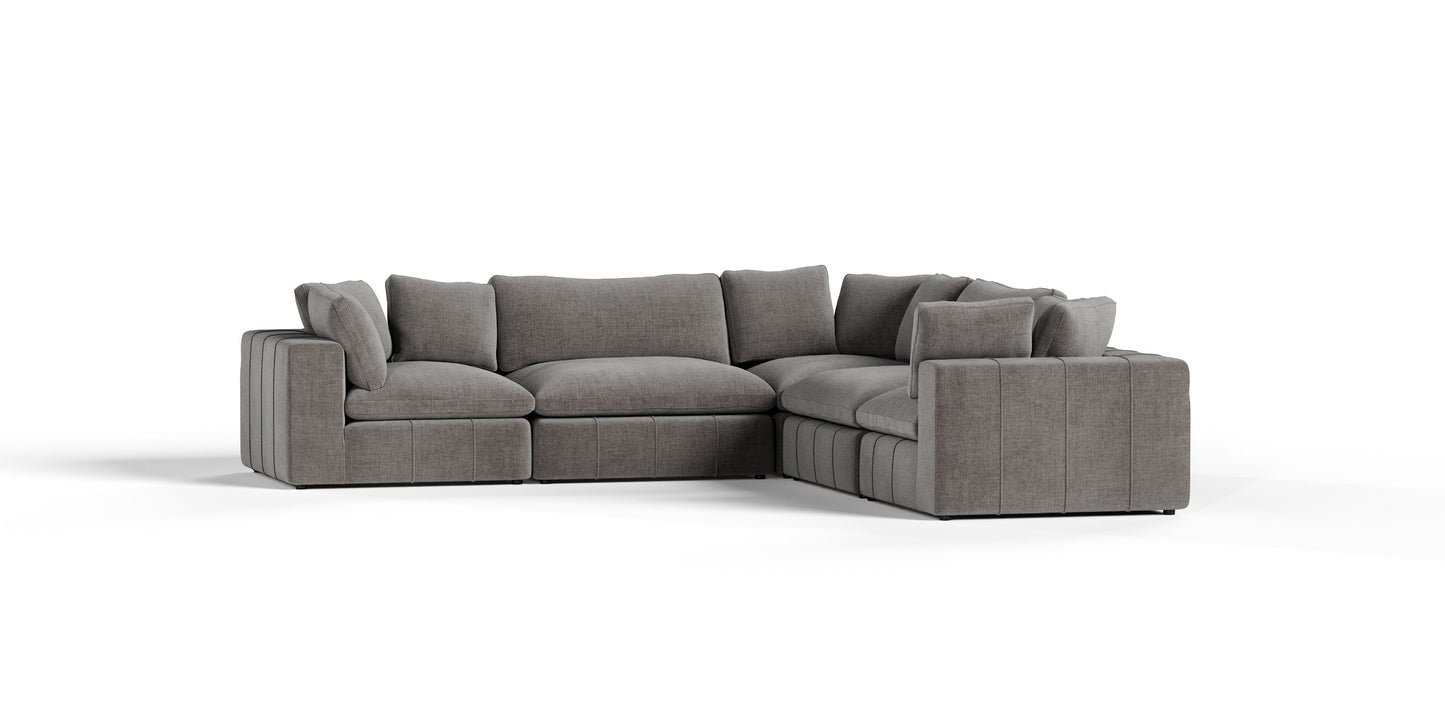 Divani Casa Vicki - Modern Grey Fabric Modular Sectional Sofa-5-Piece Sectional