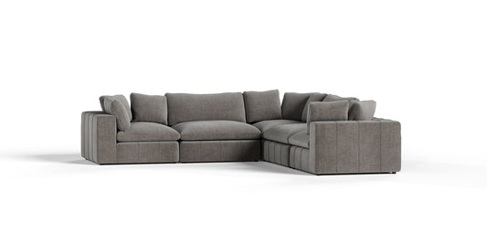 Divani Casa Vicki - Modern Grey Fabric Modular Sectional Sofa-5-Piece Sectional