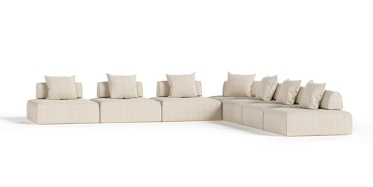 Divani Casa Mondo - Modern Modular Beige Fabric Sectional Sofa-7-Piece Sectional