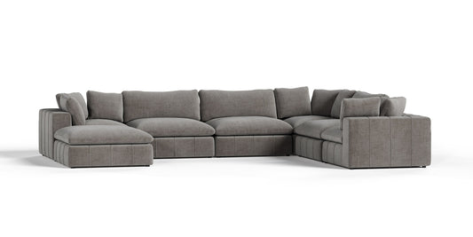 Divani Casa Vicki - Modern Grey Fabric Modular Sectional Sofa-7-Piece Sectional