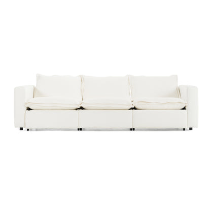 Divani Casa Almagre - Modern White Fabric Sofa w/ 3 Electric Recliners