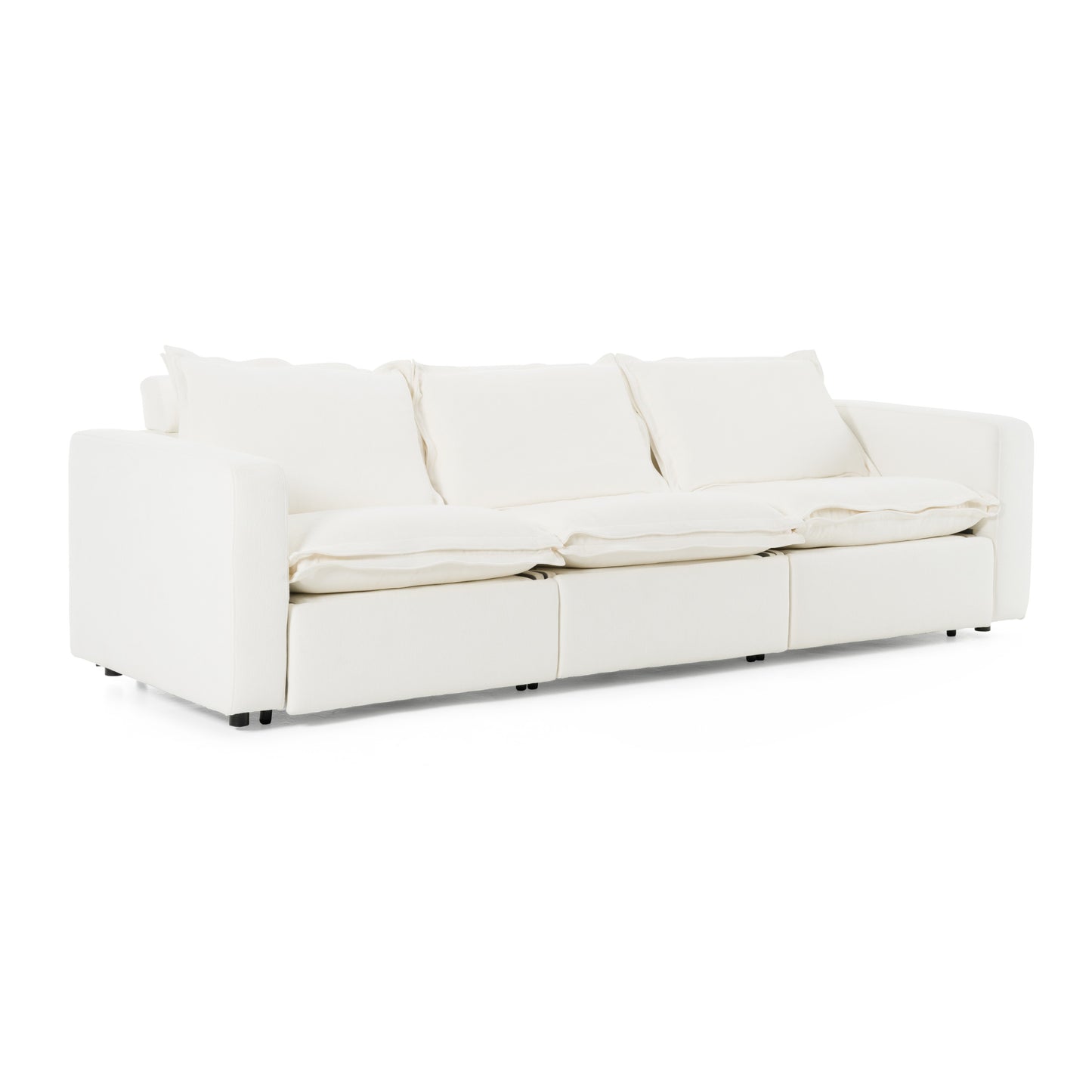 Divani Casa Almagre - Modern White Fabric Sofa w/ 3 Electric Recliners