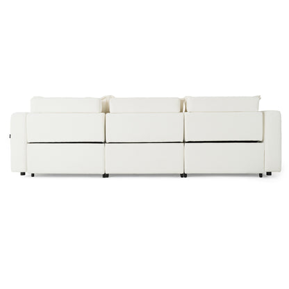 Divani Casa Almagre - Modern White Fabric Sofa w/ 3 Electric Recliners