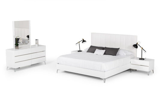 Nova Domus Angela - Italian Modern White Eco Leather Bedroom Set