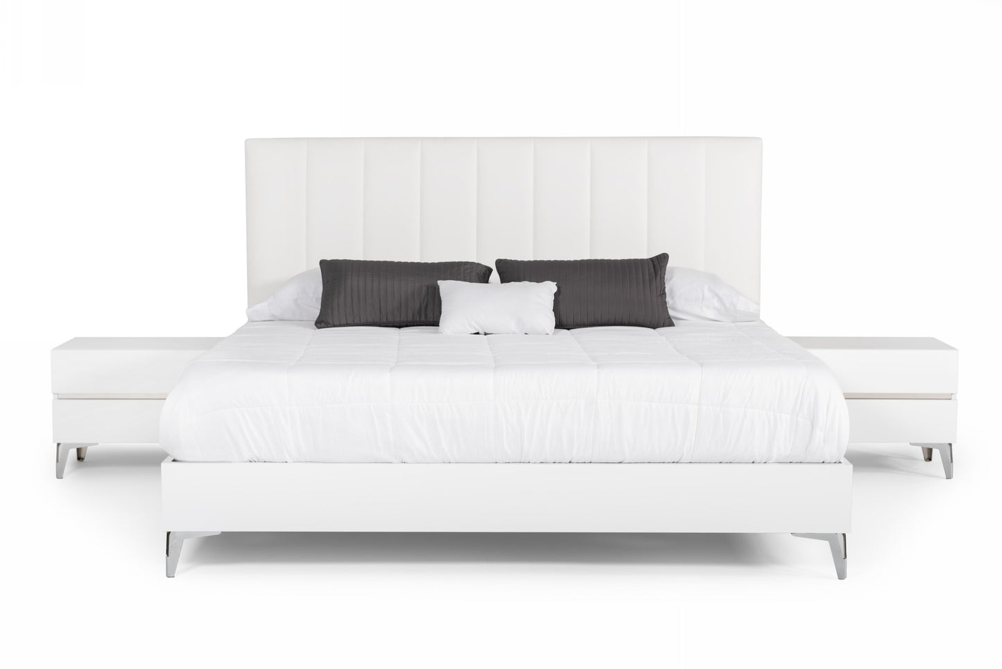 Nova Domus Angela - Italian Modern White Eco Leather 4-Piece Bedroom Set
