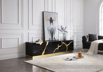 Modrest Aspen - Modern Black & Gold TV Stand
