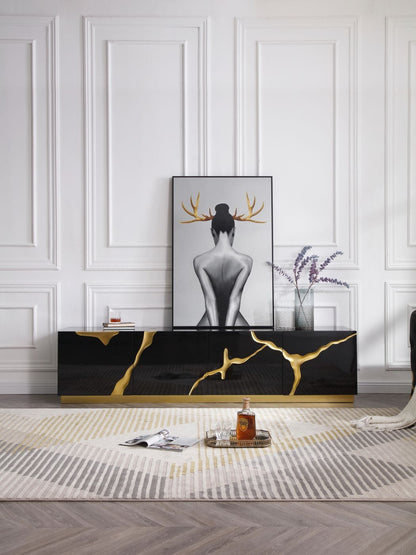 Modrest Aspen - Modern Black & Gold TV Stand