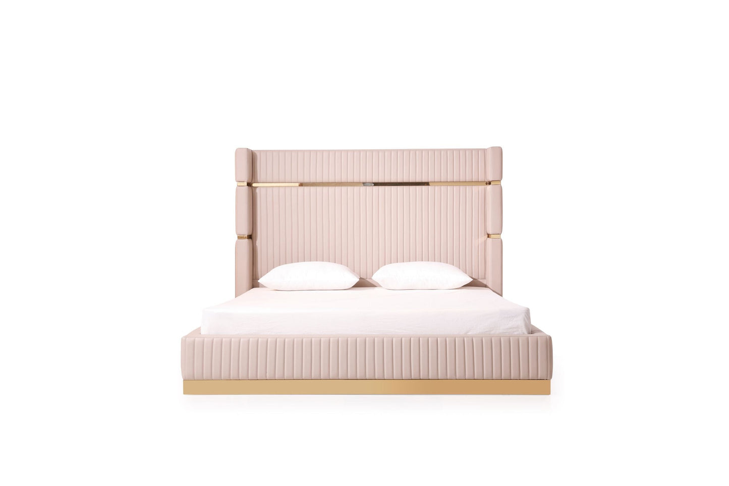 Modrest - Sterling Modern Beige + Gold Bed + Nightstands