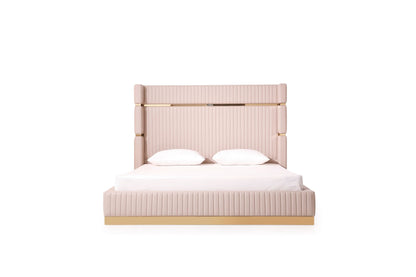 Modrest - Sterling Modern Beige + Gold Bed + Nightstands