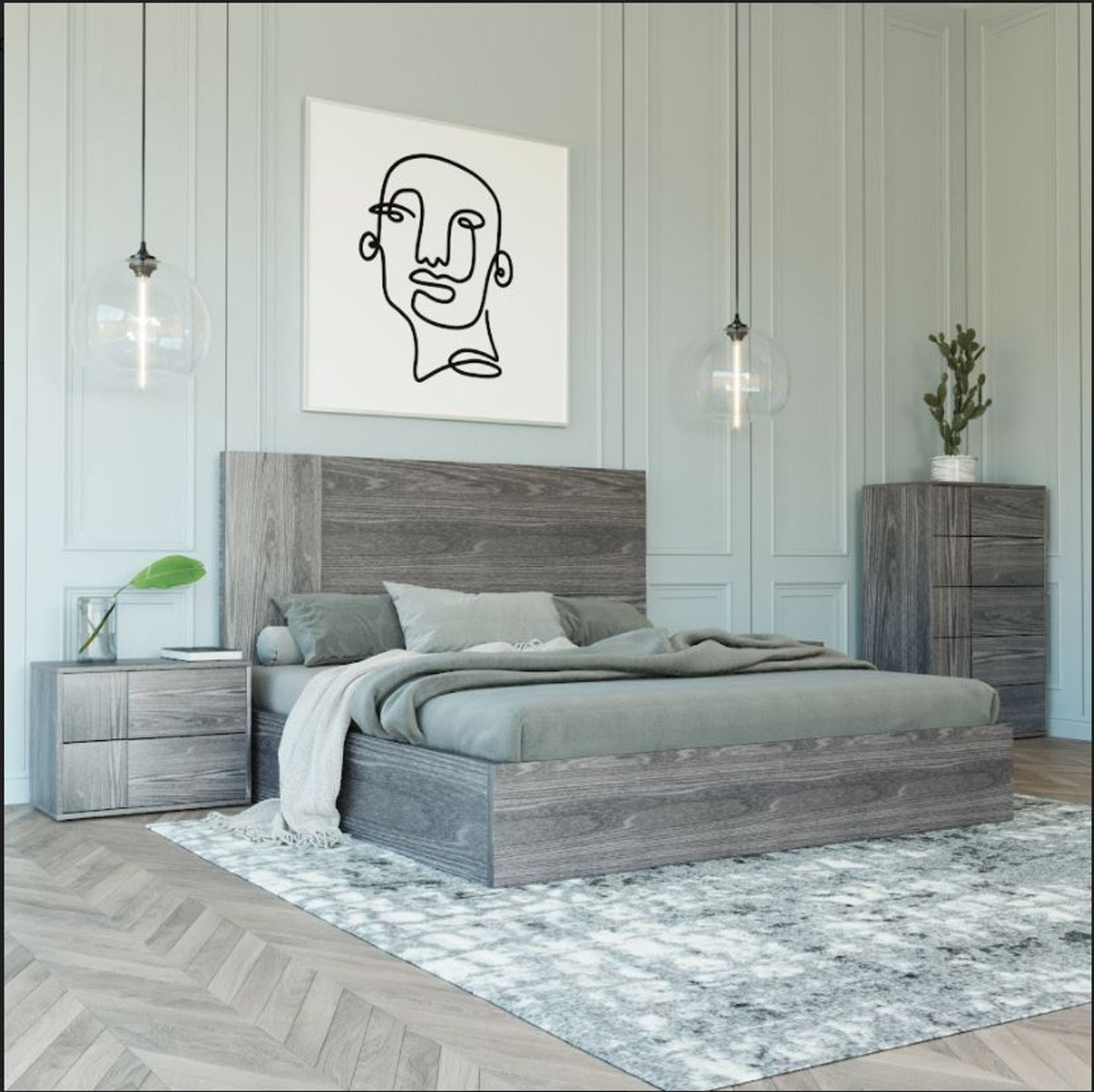 Nova Domus Asus - Italian Modern Elm Grey Bed
