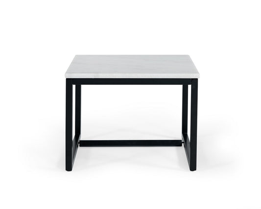 Modrest Baca - White Marble + Black Metal End Table