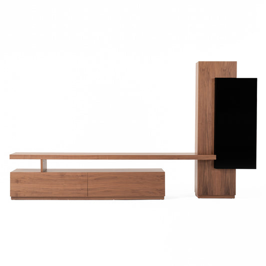 Modrest Bashia -  Contemporary Walnut + Black Entertainment Center