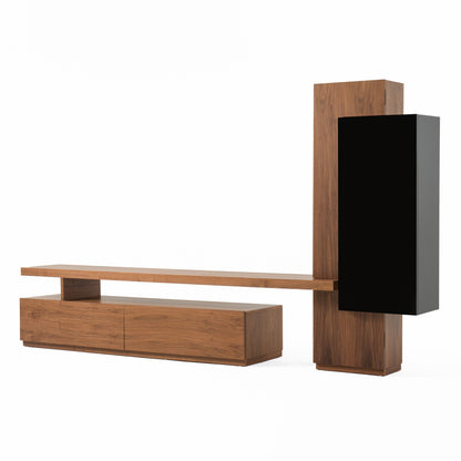 Modrest Bashia -  Contemporary Walnut + Black Entertainment Center