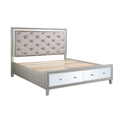 Sliverfluff Queen Bed W/Led & Storage