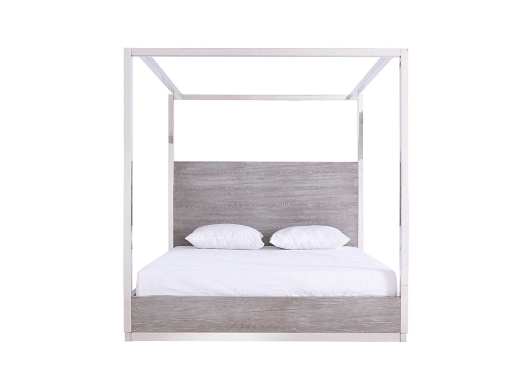 Modrest Arlene Modern Grey Elm & Stainless Steel Bedroom Set