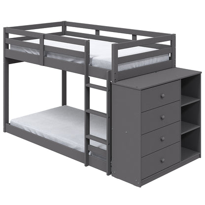 Gaston Twin/Twin Bunk Bed W/4 Drawers & 3 Compartments
