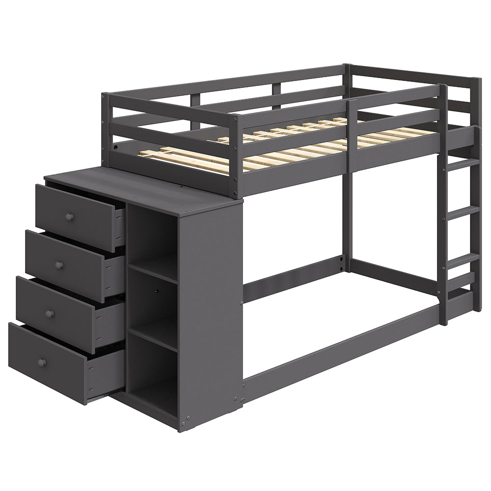 Gaston Twin/Twin Bunk Bed W/4 Drawers & 3 Compartments