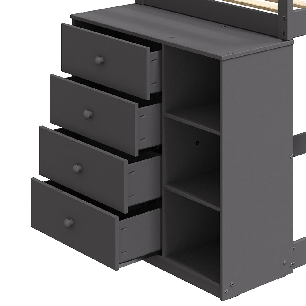 Gaston Twin/Twin Bunk Bed W/4 Drawers & 3 Compartments