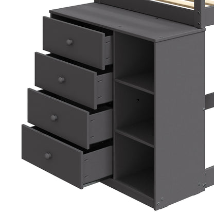 Gaston Twin/Twin Bunk Bed W/4 Drawers & 3 Compartments