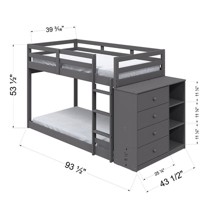 Gaston Twin/Twin Bunk Bed W/4 Drawers & 3 Compartments
