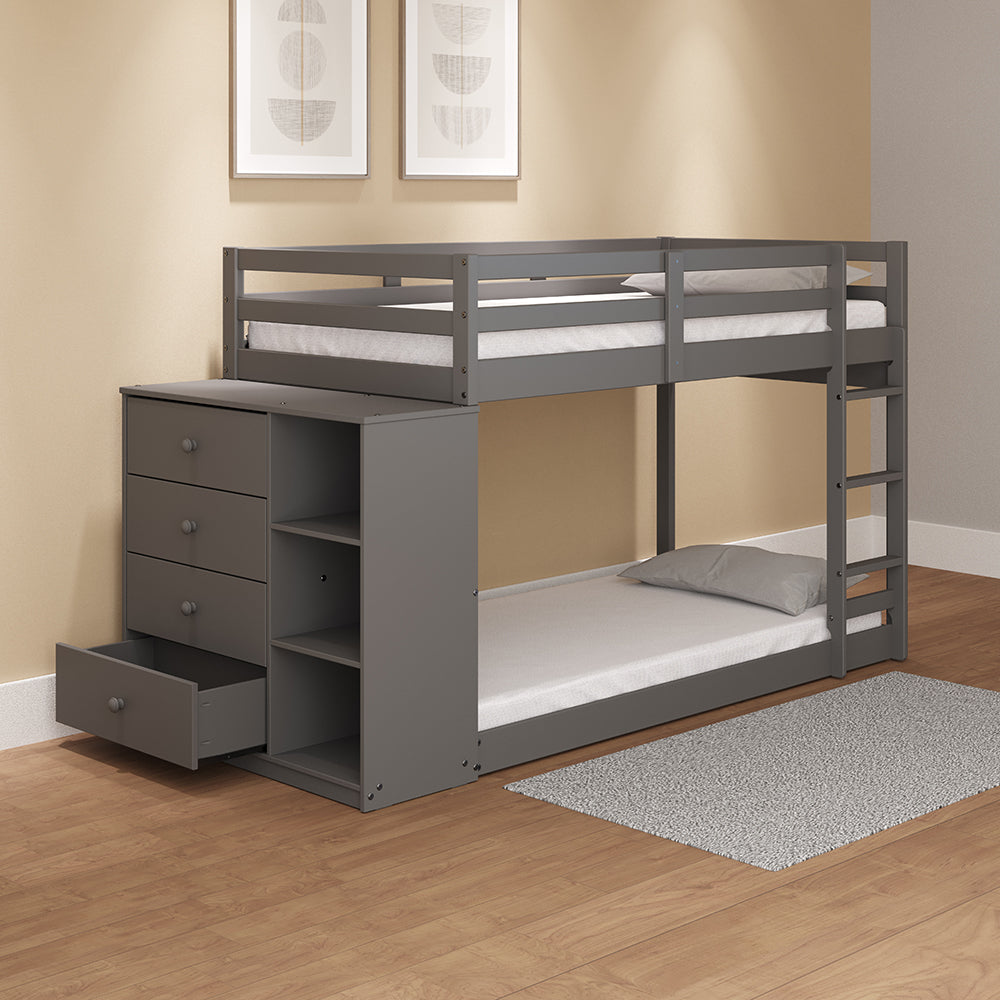 Gaston Twin/Twin Bunk Bed W/4 Drawers & 3 Compartments