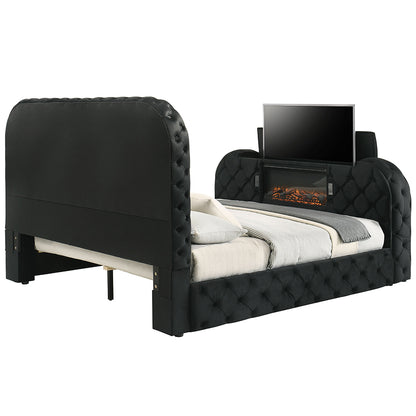 Kana Queen Bed w/LED, Fireplace & TV Stand