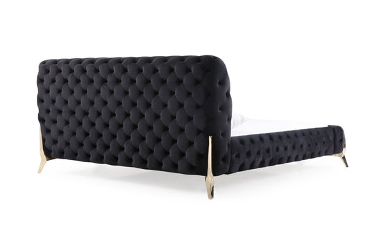 Modrest Legend Modern Black Velvet & Gold Bed