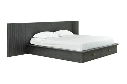 Modrest Manchester- Contemporary Platform Dark Grey Bed with Drawers