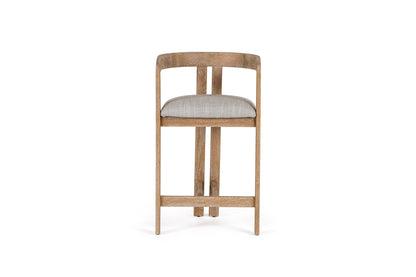 Modrest Belton - Modern Off-White Fabric + White Wash Oak Counter Chair