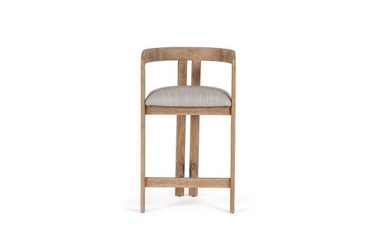 Modrest Belton - Modern Off-White Fabric + White Wash Oak Counter Chair
