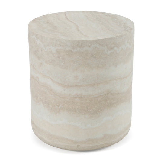 Modrest Benji - Modern Faux Travertine Round End Table