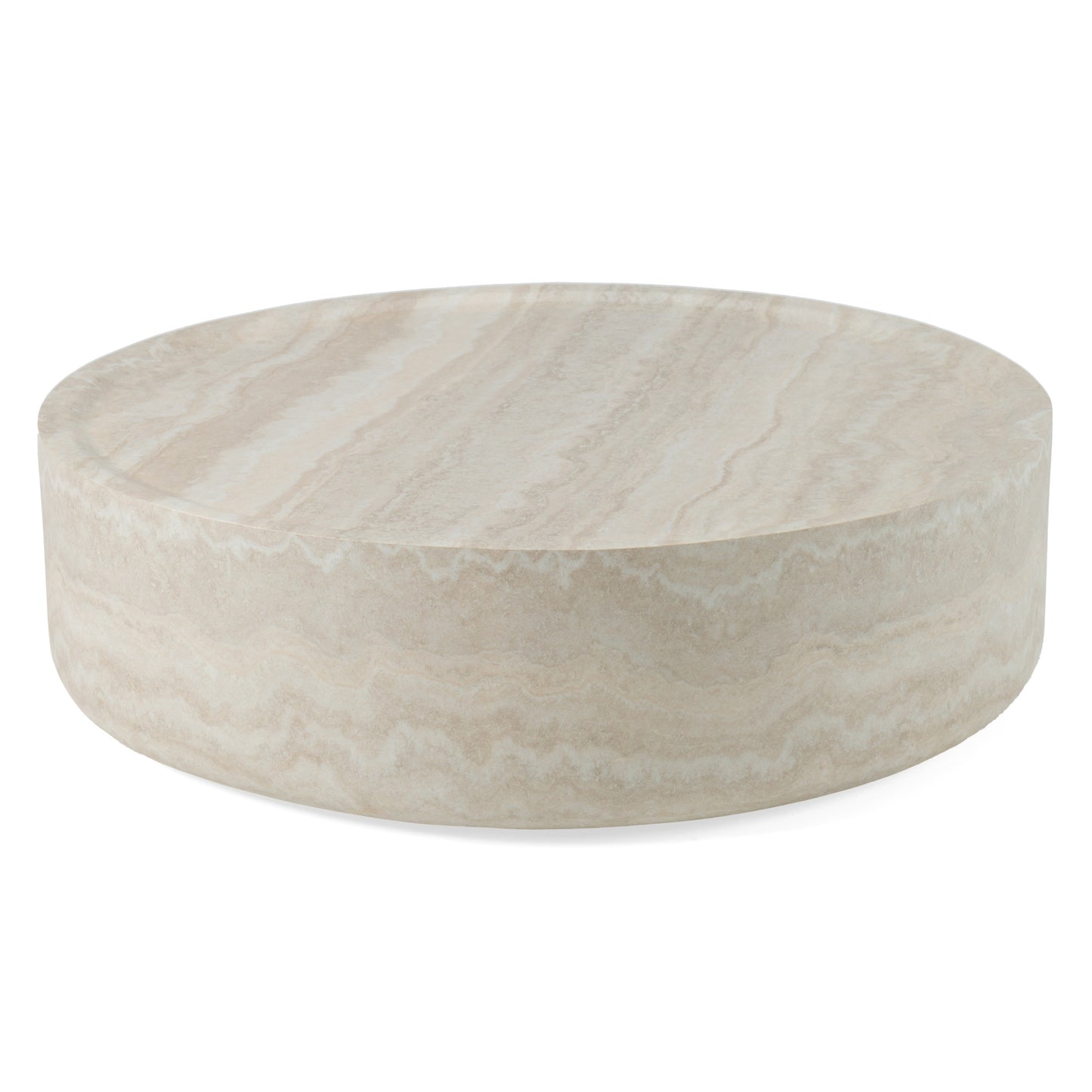 Modrest Benji - Modern Faux Travertine Round Small Coffee Table