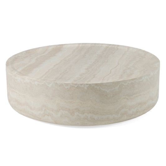 Modrest Benji - Modern Faux Travertine Round Small Coffee Table