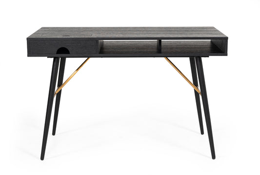 Modrest Billy Modern Black Oak & Gold Office Desk