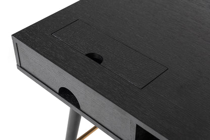 Modrest Billy Modern Black Oak & Gold Office Desk