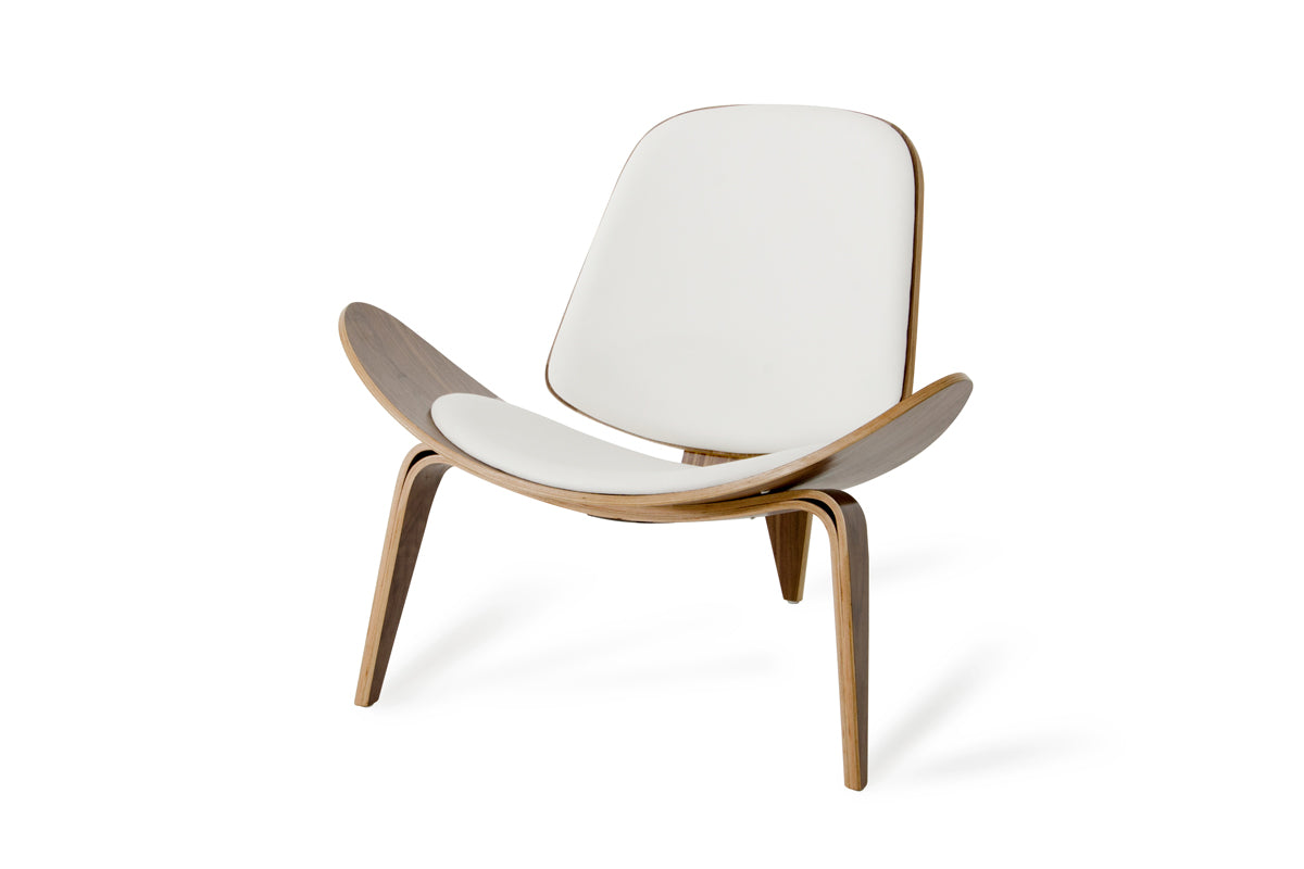 Modrest Warren Mid-Century White & Walnut Accent Chair