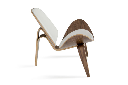 Modrest Warren Mid-Century White & Walnut Accent Chair