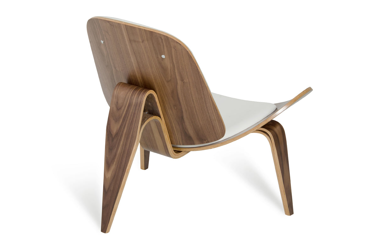 Modrest Warren Mid-Century White & Walnut Accent Chair