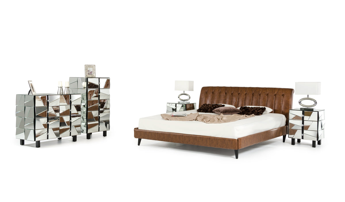 Modrest Bourbon Modern Brown Leather Bed