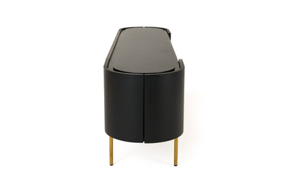 Modrest Bowie - Mid-Century Modern Black Oak + Brass TV Stand
