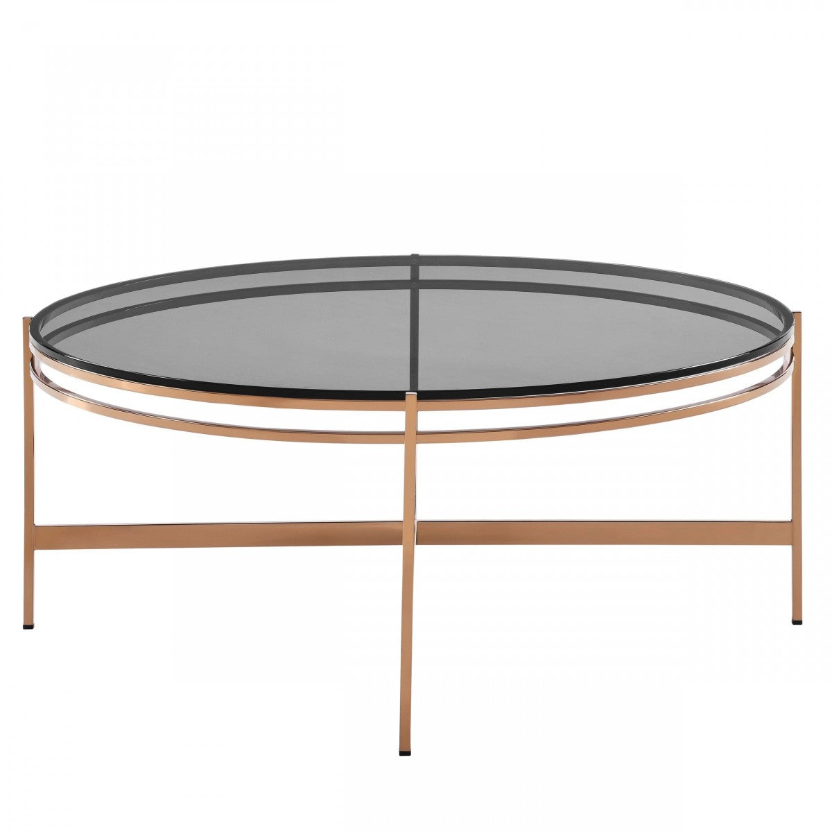 Modrest Bradford - Modern Smoked Glass & Rosegold Coffee Table