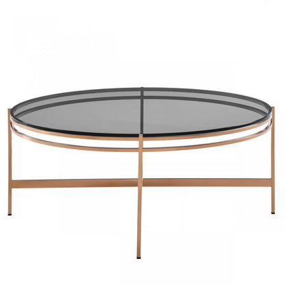 Modrest Bradford - Modern Smoked Glass & Rosegold Coffee Table