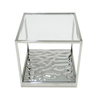 Modrest Braxton - Contemporary Clear Wave Glass End Table