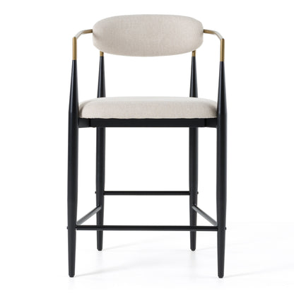 Modrest Buchtel - Mid-Century Modern Light Grey + Gold Arm + Black Counter Chair