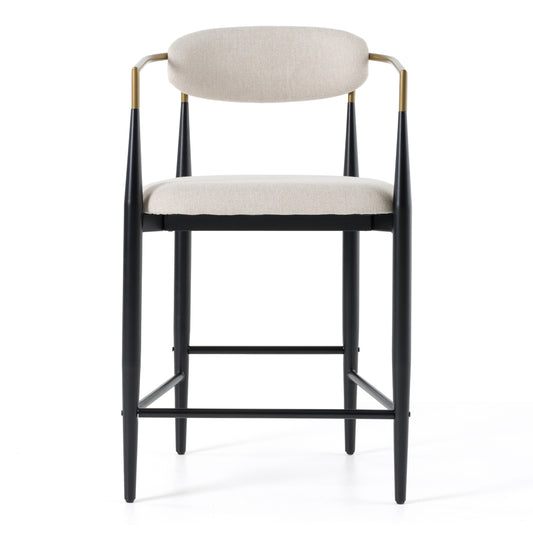 Modrest Buchtel - Mid-Century Modern Light Grey + Gold Arm + Black Counter Chair