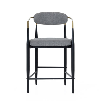 Modrest Buchtel - Mid-Century Modern Medium Grey + Gold Arm + Black Counter Chair
