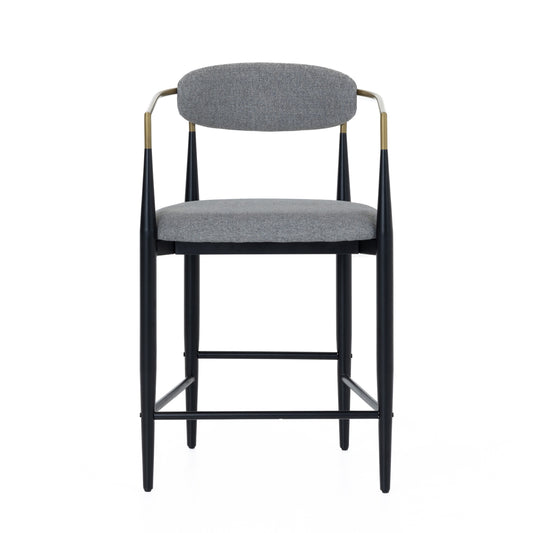 Modrest Buchtel - Mid-Century Modern Medium Grey + Gold Arm + Black Counter Chair