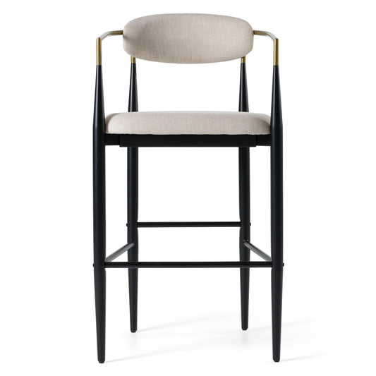 Modrest Buchtel - Mid-Century Modern Beige + Gold Arm + Black Bar Chair