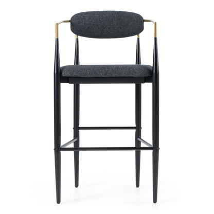 Modrest Buchtel - Mid-Century Modern Dark Grey + Gold Arm + Black Bar Chair